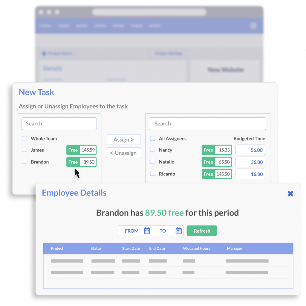 Task assignment employee availability view