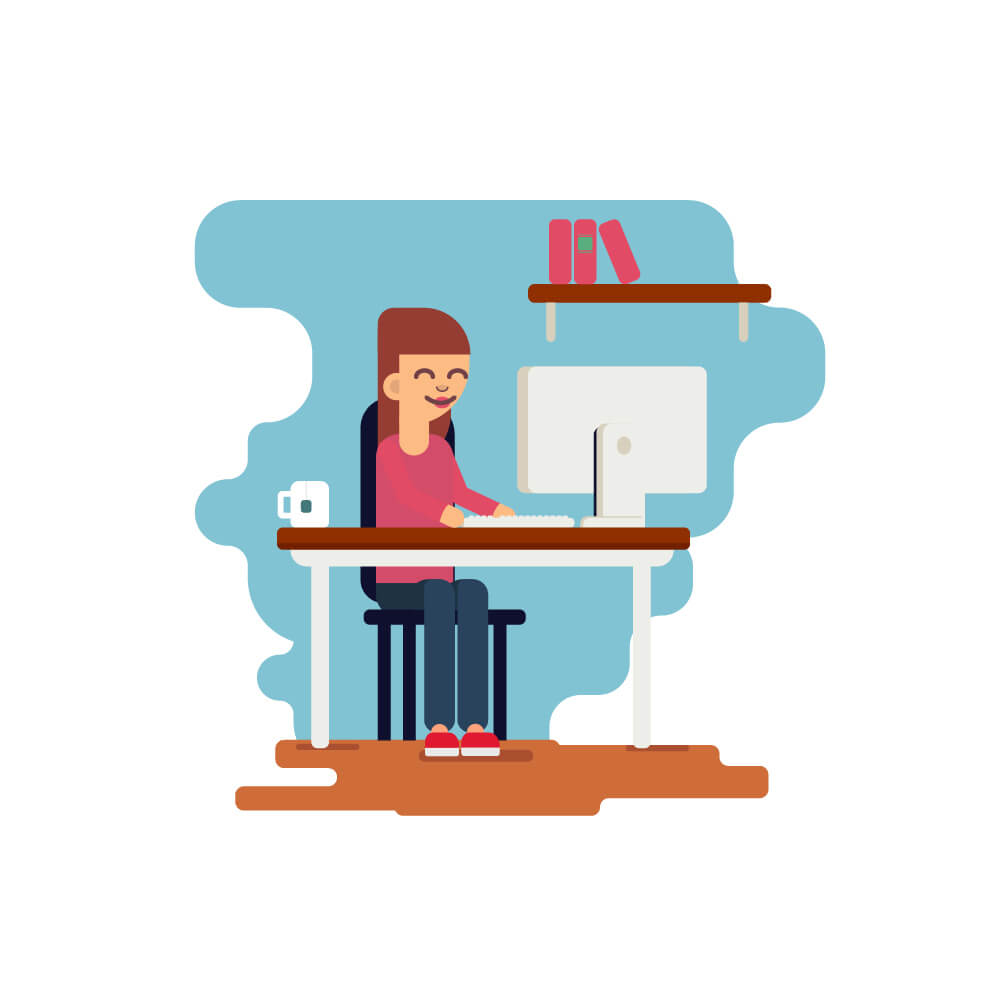 Illustration of a woman working at a desk
