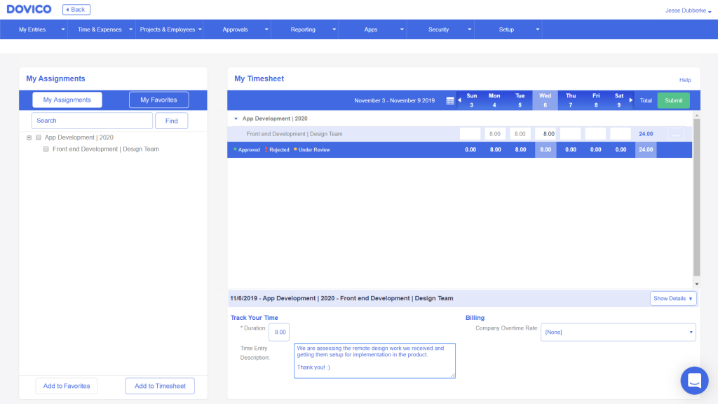Dovico Timesheet