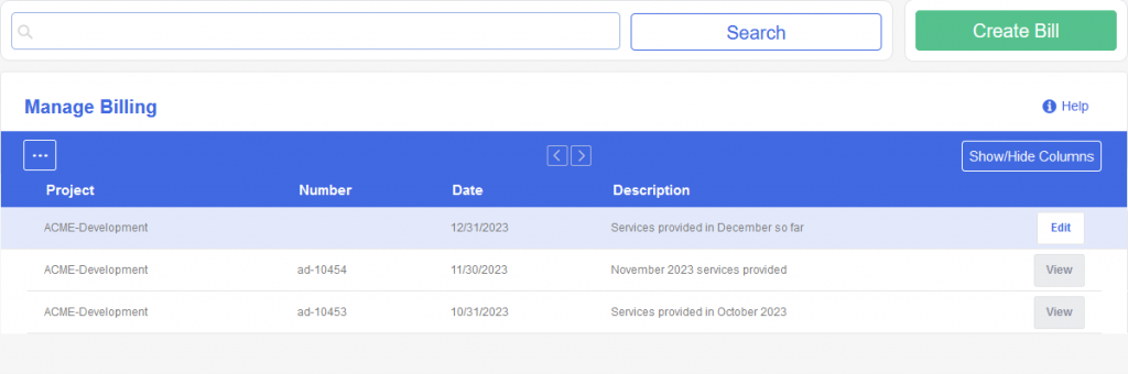 As part of our plans for 2024, this is a screenshot of the new Billing view. Note that it may change slightly before release.